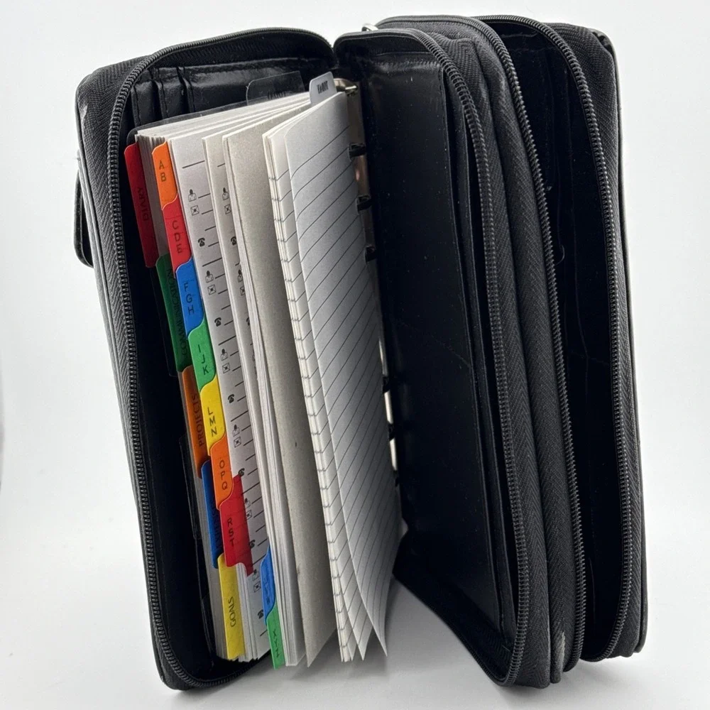 Vintage 90s Y2k‎ Philippe Amiel Leather Black Deluxe Personal Organizer Planner